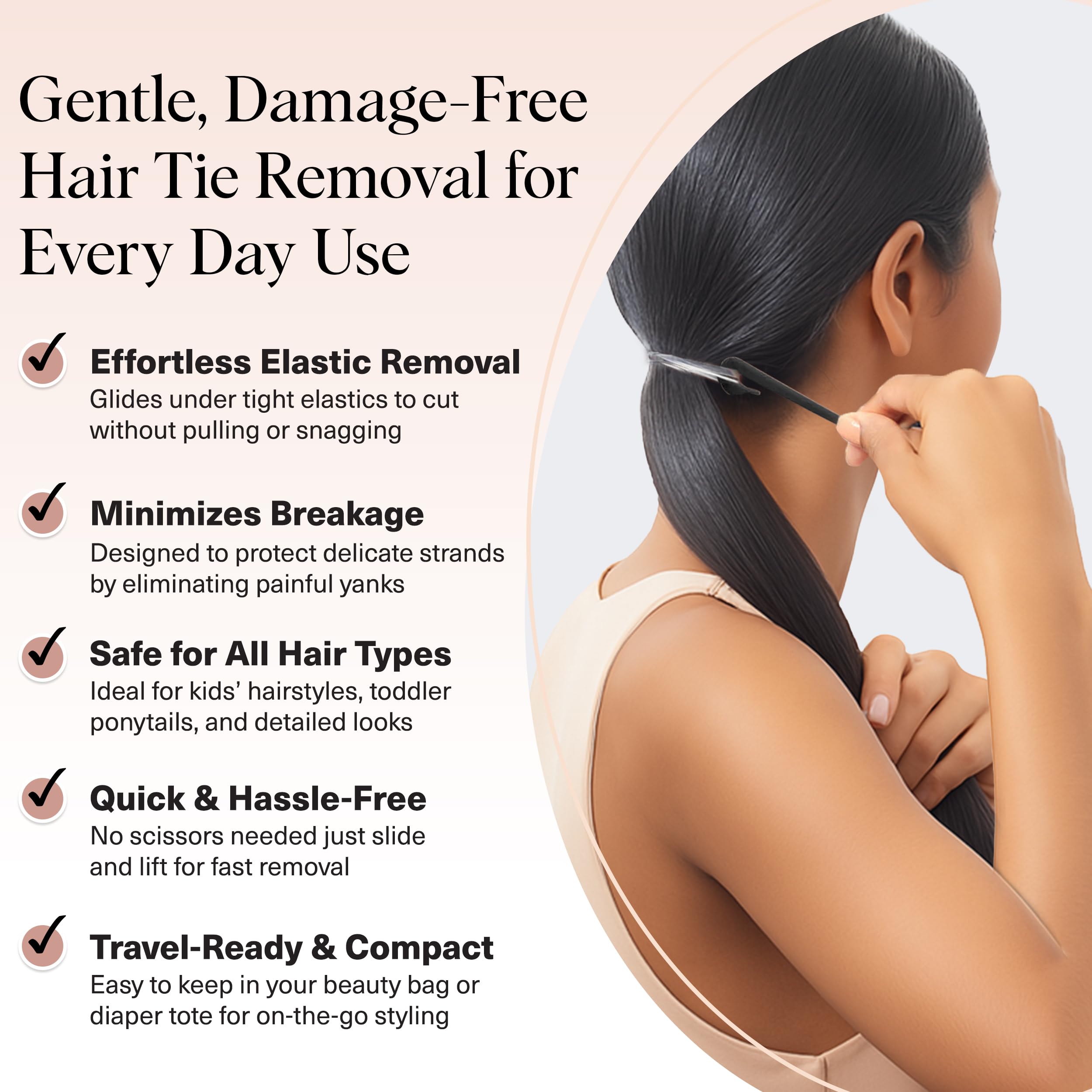 Kitsch Hair Tie Cutter – Easy To Use, Pain Free Rubber Band Cutter for Hair Kids, Baby & Toddler Girls – Black, 3pc Set